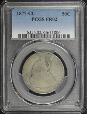 Obverse of this 1877-CC Liberty Seated Half Dollar PCGS FR-02