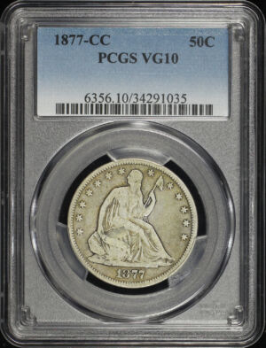 Obverse of this 1877-CC Liberty Seated Half Dollar PCGS VG-10