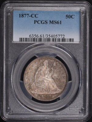Obverse of this 1877-CC Liberty Seated Half Dollar PCGS MS-61