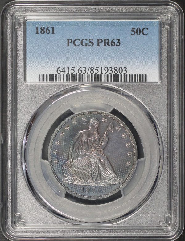 Obverse of this 1861 Liberty Seated Half Dollar PCGS PR-63