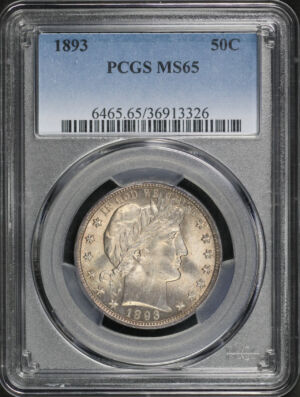 Obverse of this 1893 Barber Half Dollar PCGS MS-65