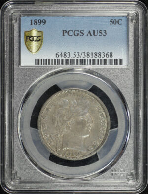 Obverse of this 1899 Barber Half Dollar PCGS AU-53