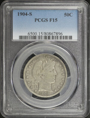 Obverse of this 1904-S Barber Half Dollar PCGS F-15