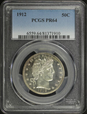 Obverse of this 1912 Barber Half Dollar PCGS PR-64
