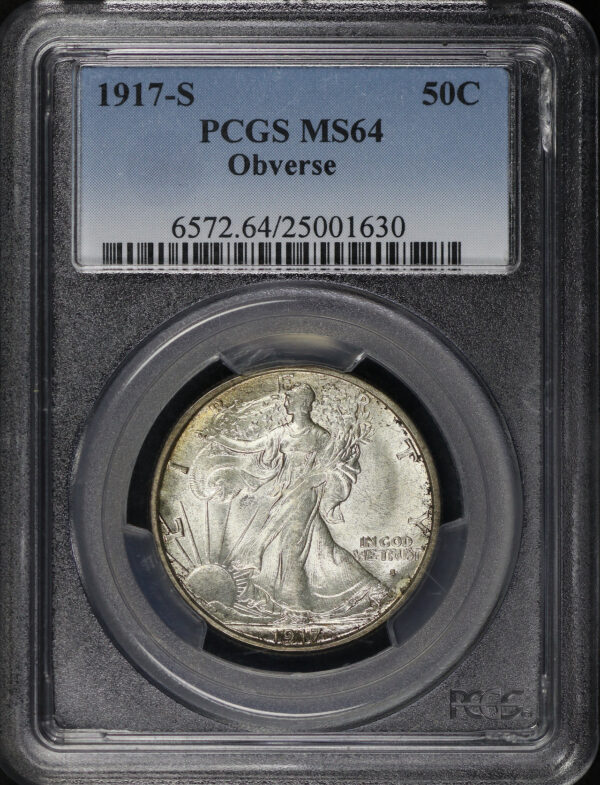 Obverse of this 1917-S Walking Liberty Half Dollar Obverse PCGS MS-64