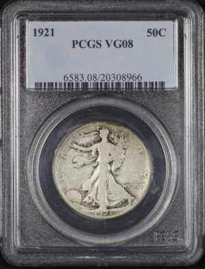 Obverse of this 1921 Walking Liberty Half Dollar PCGS VG-08