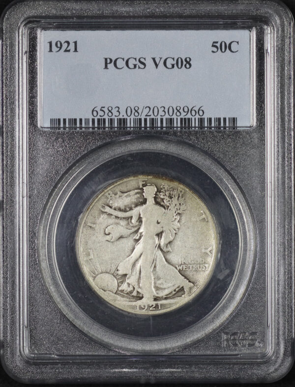 Obverse of this 1921 Walking Liberty Half Dollar PCGS VG-08