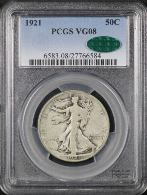 Obverse of this 1921 Walking Liberty Half Dollar PCGS VG-08 CAC