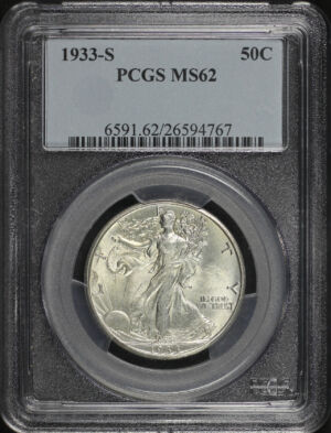 Obverse of this 1933-S Walking Liberty Half Dollar PCGS MS-62