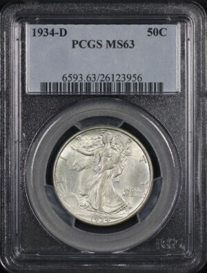 Obverse of this 1934-D Walking Liberty Half Dollar PCGS MS-63