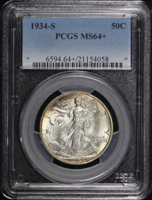 Obverse of this 1934-S Walking Liberty Half Dollar PCGS MS-64+