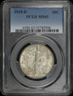 Obverse of this 1935-D Walking Liberty Half Dollar PCGS MS-65