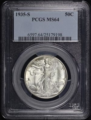 Obverse of this 1935-S Walking Liberty Half Dollar PCGS MS-64