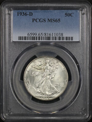 Obverse of this 1936-D Walking Liberty Half Dollar PCGS MS-65