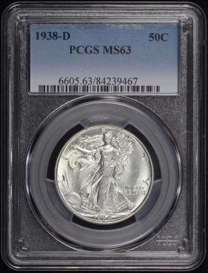 Obverse of this 1938-D Walking Liberty Half Dollar PCGS MS-63