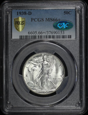 Obverse of this 1938-D Walking Liberty Half Dollar PCGS MS-66+ CAC