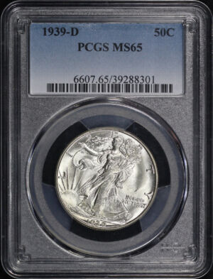 Obverse of this 1939-D Walking Liberty Half Dollar PCGS MS-65