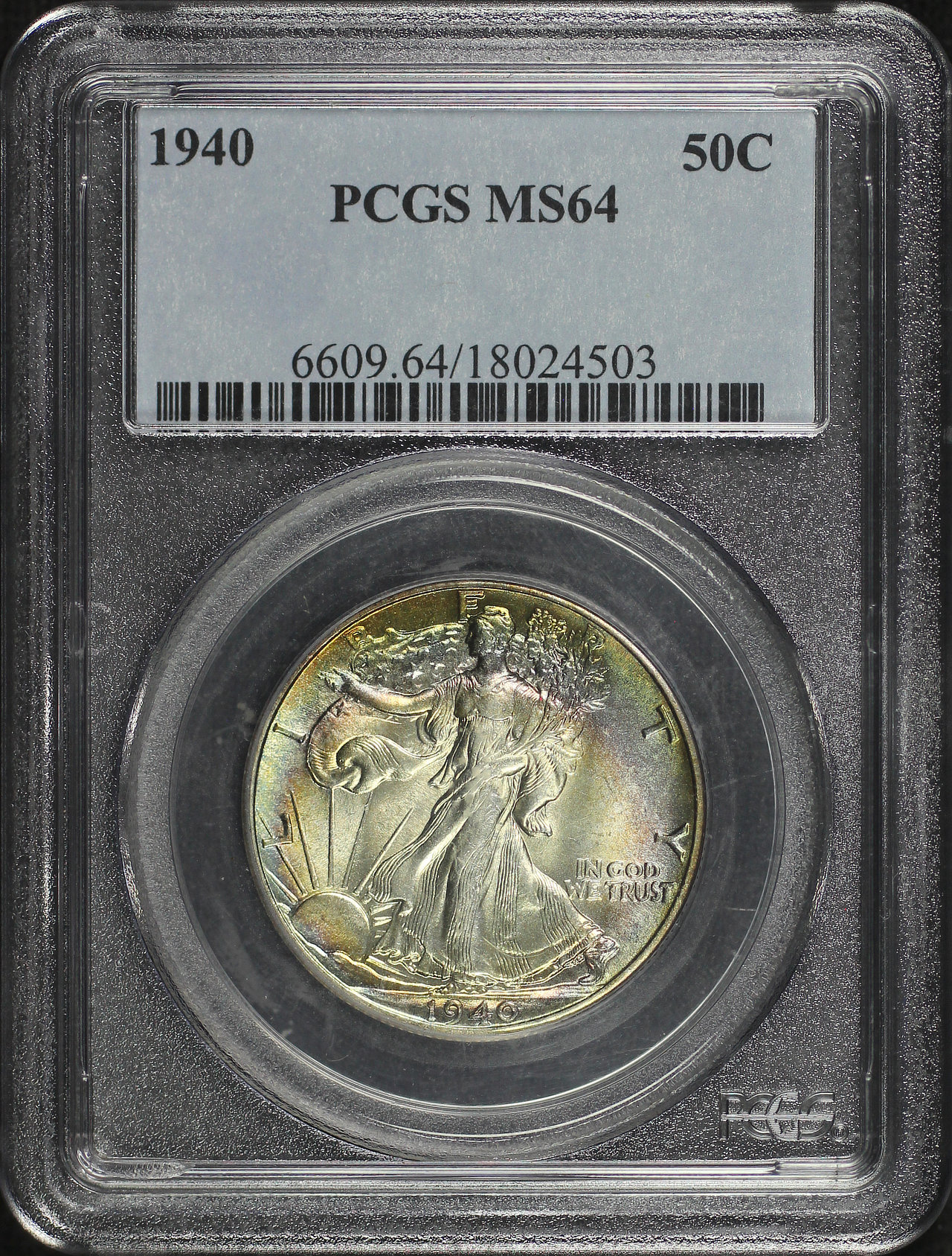 Obverse of this 1940 Walking Liberty Half Dollar PCGS MS-64