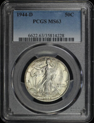 Obverse of this 1944-D Walking Liberty Half Dollar PCGS MS-63