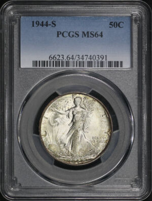 Obverse of this 1944-S Walking Liberty Half Dollar PCGS MS-64