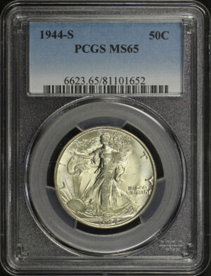 Obverse of this 1944-S Walking Liberty Half Dollar PCGS MS-65