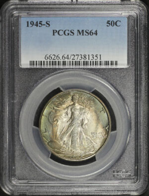 Obverse of this 1945-S Walking Liberty Half Dollar PCGS MS-64