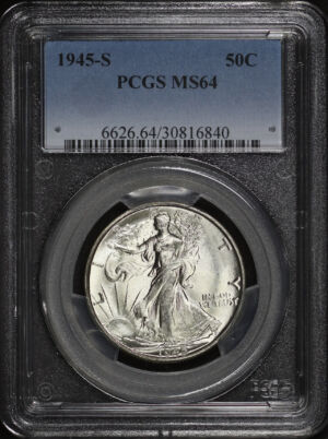 Obverse of this 1945-S Walking Liberty Half Dollar PCGS MS-64