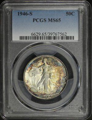 Obverse of this 1946-S Walking Liberty Half Dollar PCGS MS-65
