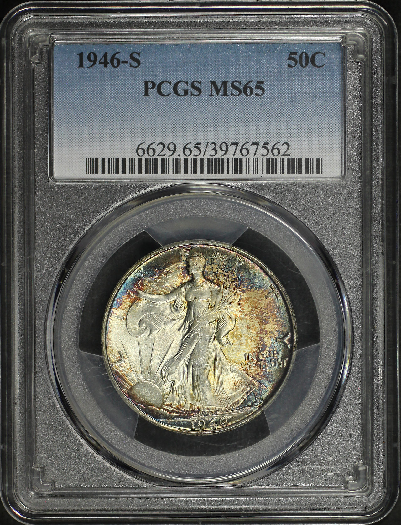 Obverse of this 1946-S Walking Liberty Half Dollar PCGS MS-65