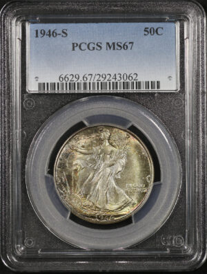 Obverse of this 1946-S Walking Liberty Half Dollar PCGS MS-67