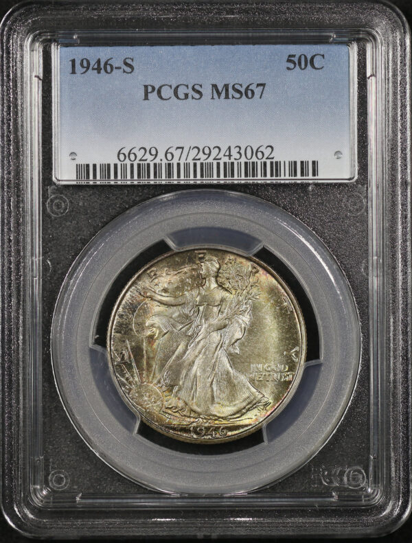 Obverse of this 1946-S Walking Liberty Half Dollar PCGS MS-67