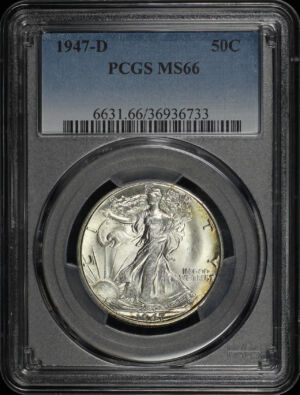 Obverse of this 1947-D Walking Liberty Half Dollar PCGS MS-66