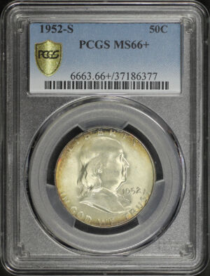 Obverse of this 1952-S Franklin Half Dollar PCGS MS-66+