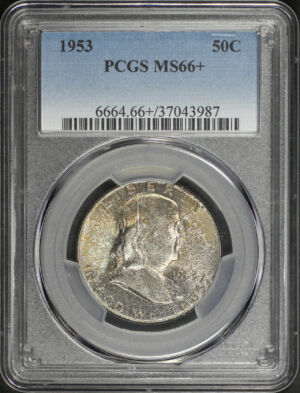 Obverse of this 1953 Franklin Half Dollar PCGS MS-66+