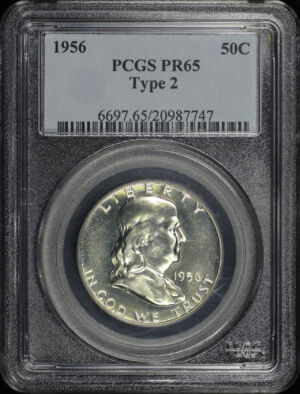 Obverse of this 1956 Franklin Half Dollar Type 2 PCGS PR-65