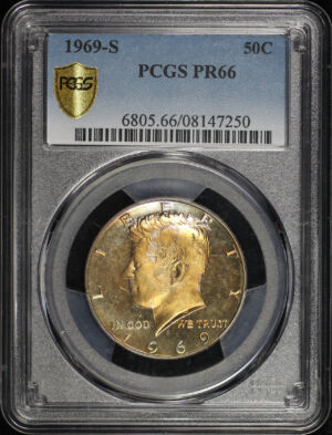 Obverse of this 1969-S Kennedy Half Dollar PCGS PR-66