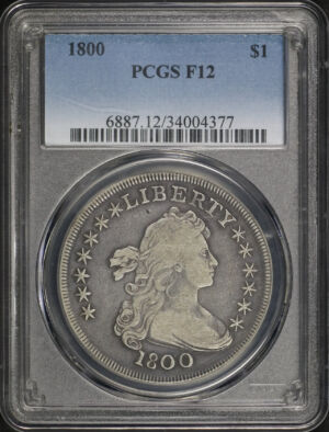 Obverse of this 1800 Draped Bust Dollar PCGS F-12
