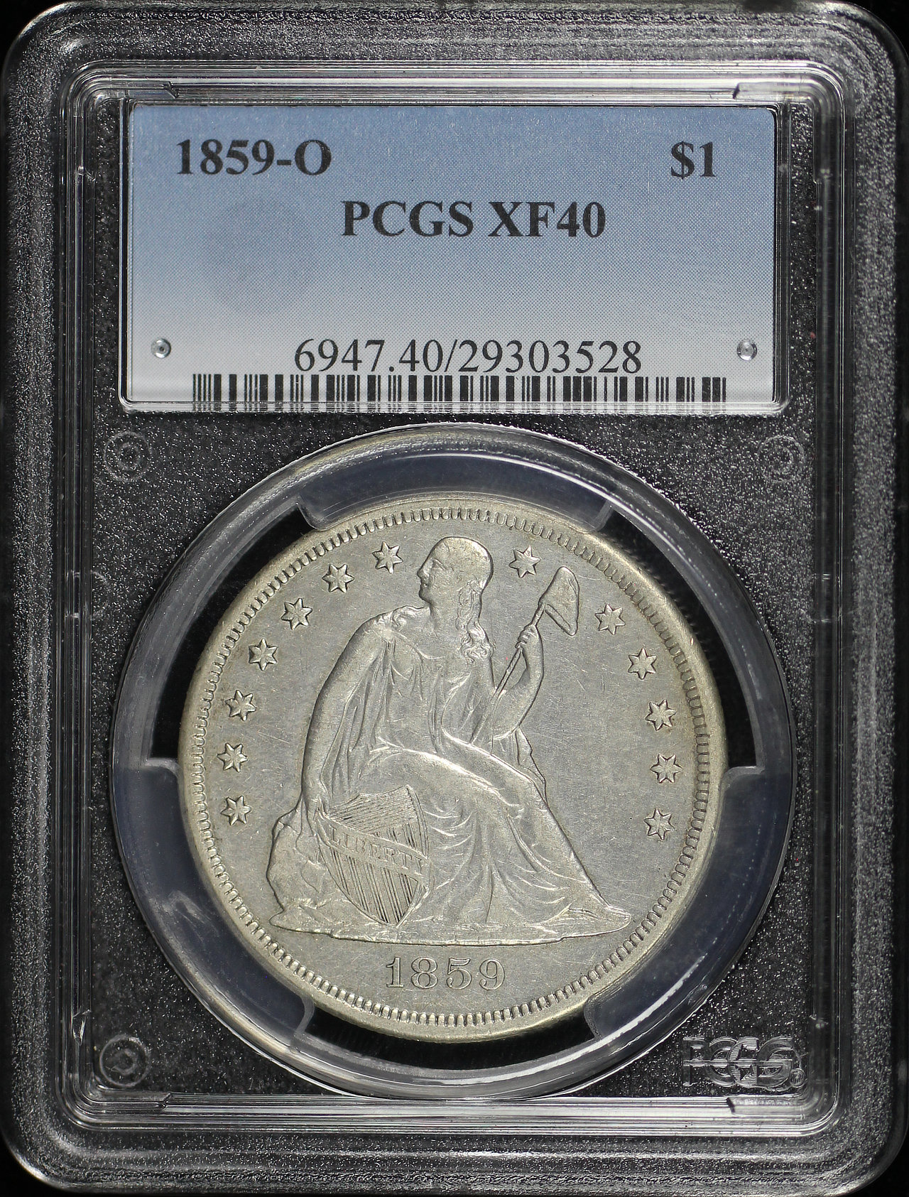 Obverse of this 1859-O Liberty Seated Dollar PCGS XF-40