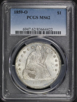 Obverse of this 1859-O Liberty Seated Dollar PCGS MS-62
