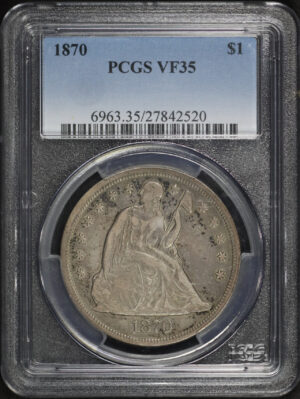 Obverse of this 1870 Liberty Seated Dollar PCGS VF-35