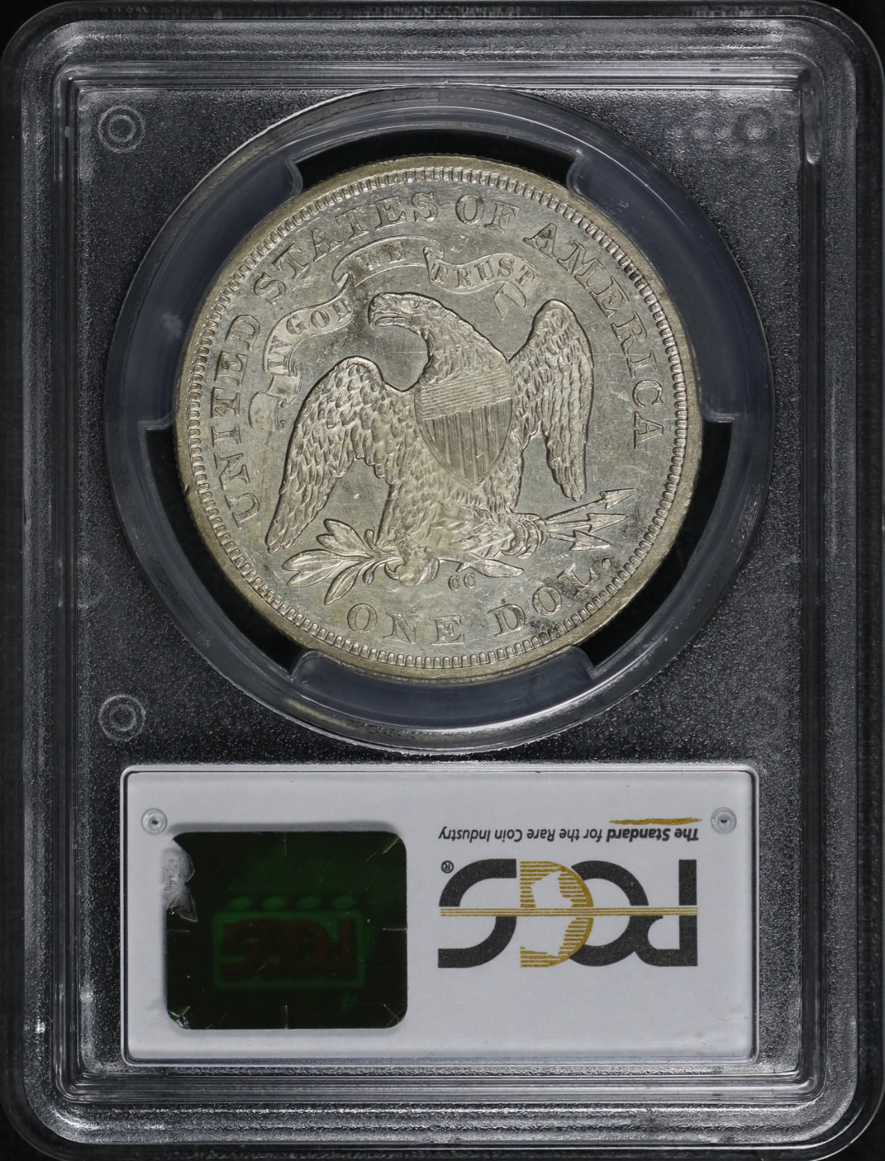 Reverse of this 1870-CC Liberty Seated Dollar PCGS AU-58