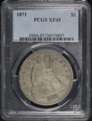 Obverse of this 1871 Liberty Seated Dollar PCGS XF-45