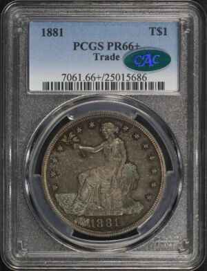 Obverse of this 1881 Trade Dollar PCGS PR-66+ CAC