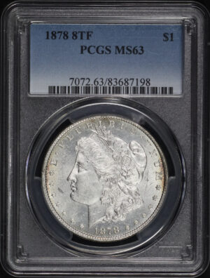 Obverse of this 1878 8TF Morgan Dollar PCGS MS-63