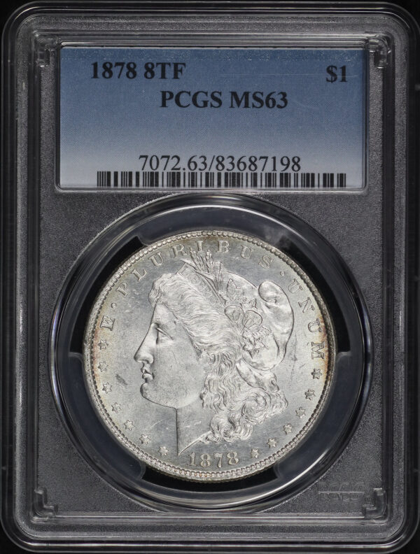 Obverse of this 1878 8TF Morgan Dollar PCGS MS-63