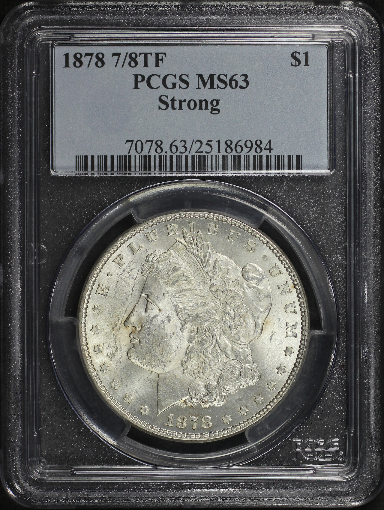 Obverse of this 1878 7/8TF Strong Morgan Dollar PCGS MS-63