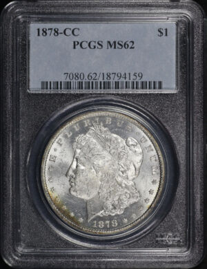 Obverse of this 1878-CC Morgan Dollar PCGS MS-62