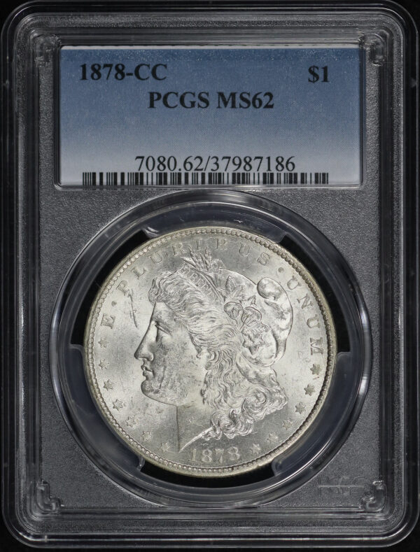 Obverse of this 1878-CC Morgan Dollar PCGS MS-62
