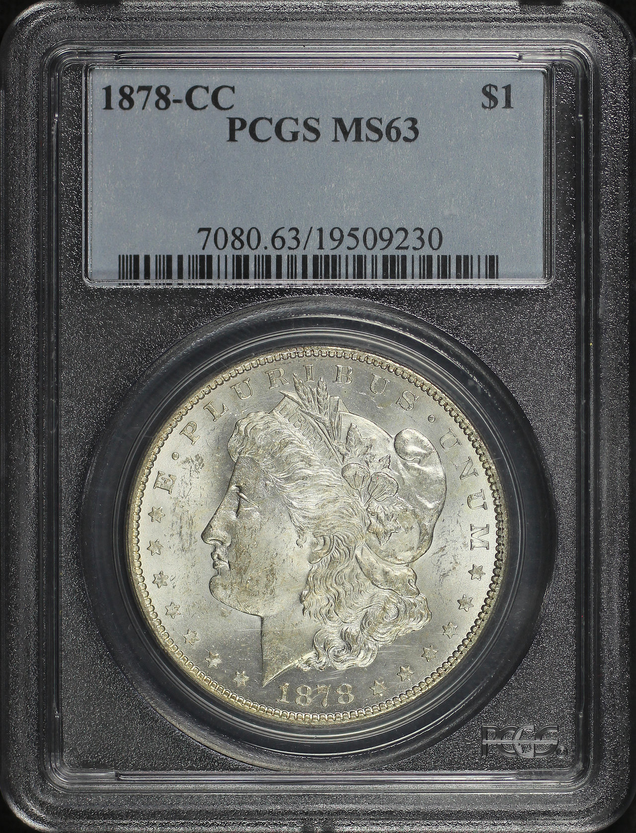 Obverse of this 1878-CC Morgan Dollar PCGS MS-63