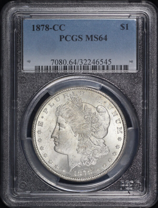 Obverse of this 1878-CC Morgan Dollar PCGS MS-64